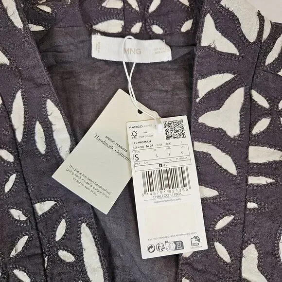 MANGO Embroidered Gilet Vest Womens S Lagenlook Handmade Layer Scandi Girl NEW - Picture 14 of 16